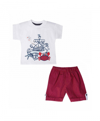 ست تیشرت و شلوارک نوزاد پسرانه آدمک Adamak کد 1601011
