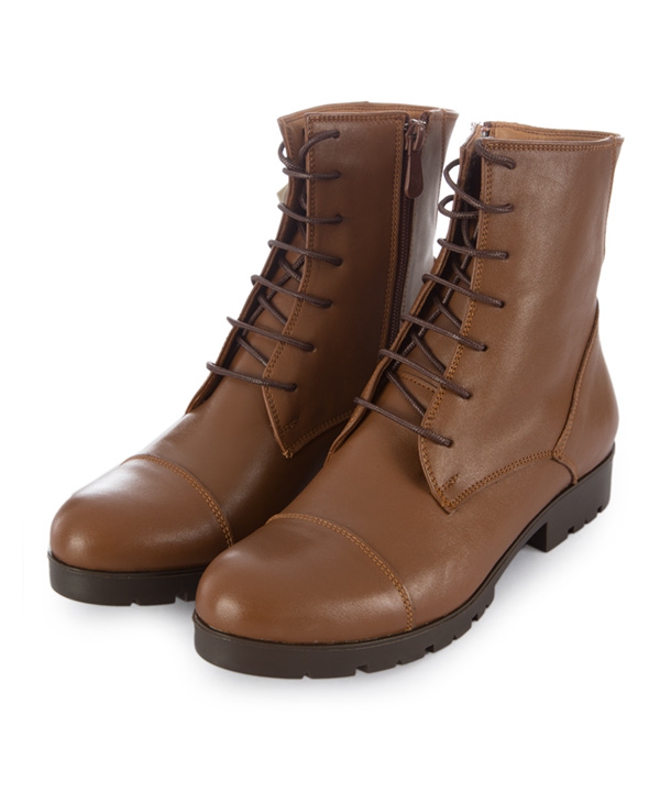 نیم بوت چرم زنانه عسلی چرم مشهدMashhad leather مدل J2267
