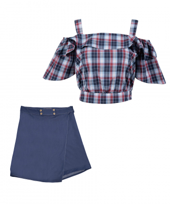 ست بلوز نیم تنه و شلوارک دامنی زنانه تولیکا Tulika کد 41604