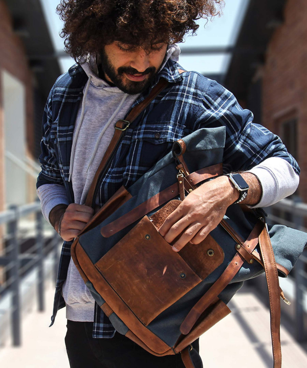 کوله پشتی چرم طبیعی چرم لانکا Lanka Leather مدل BPBL-2