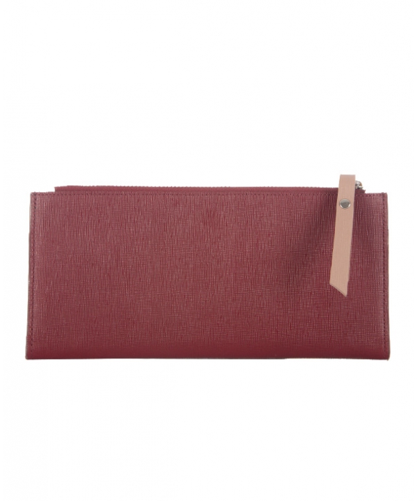 کیف پول چرم زنانه زرشکی چرم مشهدMashhad leather مدل D5037