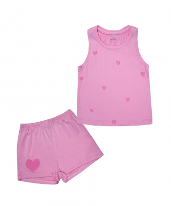 ست تاپ و شلوارک دخترانه ناربن Narbon مدل قلبی