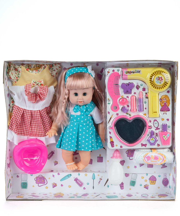 عروسک بی بی با ست لوازم آرایشی کی تویز Kitoys کد zd-688doll