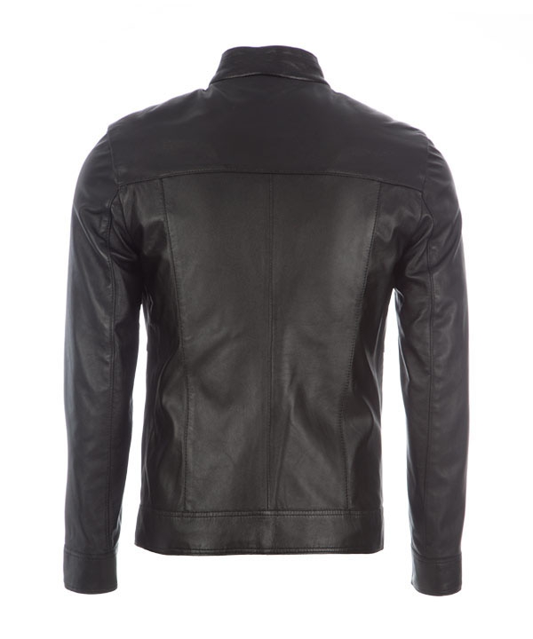 کاپشن چرم مردانه مشکی چرم مشهدMashhad leather مدل K0595
