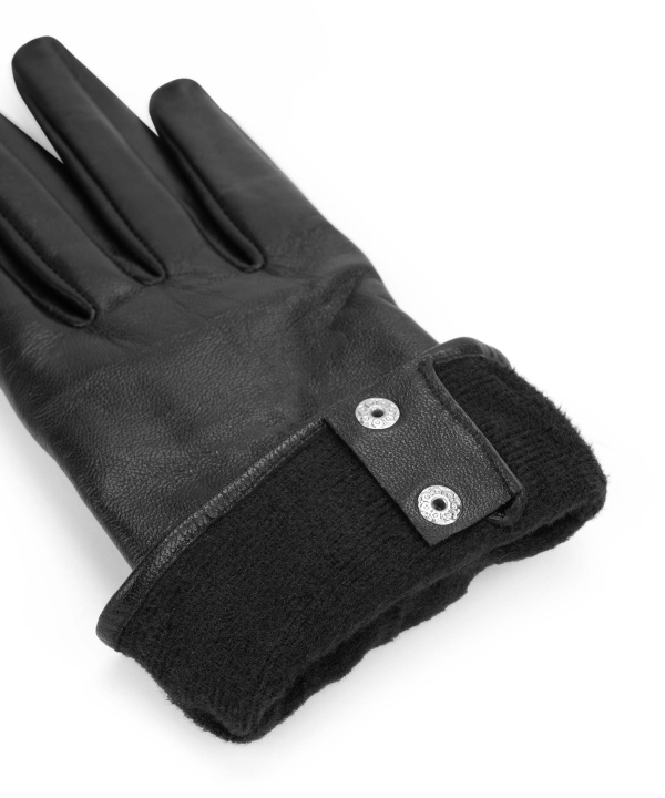 دستکش چرم زنانه مشکی چرم مشهدMashhad leather مدل R0149