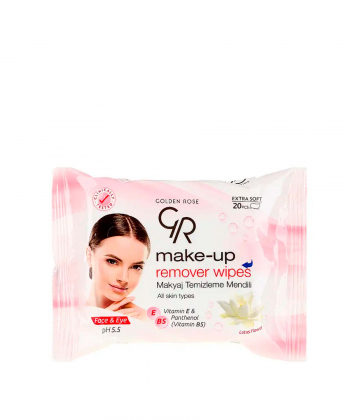 دستمال مرطوب پاک کننده آرایش گلدن رز Golden Rose بسته 20 عددی