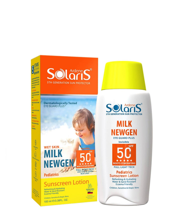 لوسیون ضد آفتاب کودک SPF50 آردن سولاریس Ardene Solaris مدل Milk Newgen حجم 100 میلی‌لیتر