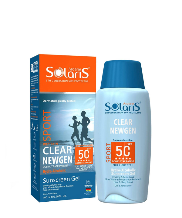 ژل هیدرو ااکلی ضد آفتاب SPF 50 آردن سولاریس Ardene Solaris مدل Clear Newgen حجم 100 میلی‌لیتر