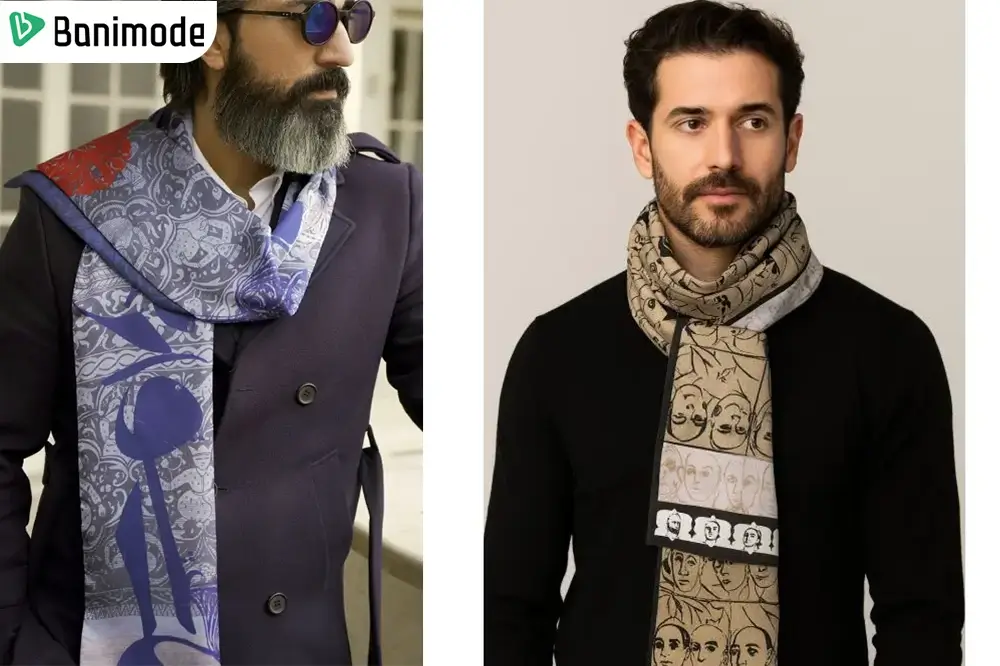 تصویری از دو مرد که شال گردن را به روشهای مختلف گره زدند