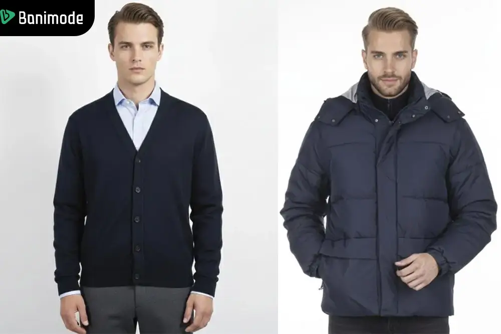 یک مرد با کاپشن و ژاکت مردانه