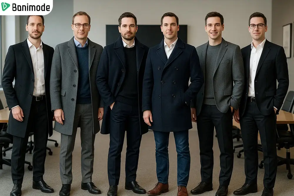 تصویری از 6 همکار مرد در یک جلسه رسمی با استایلهای رسمی