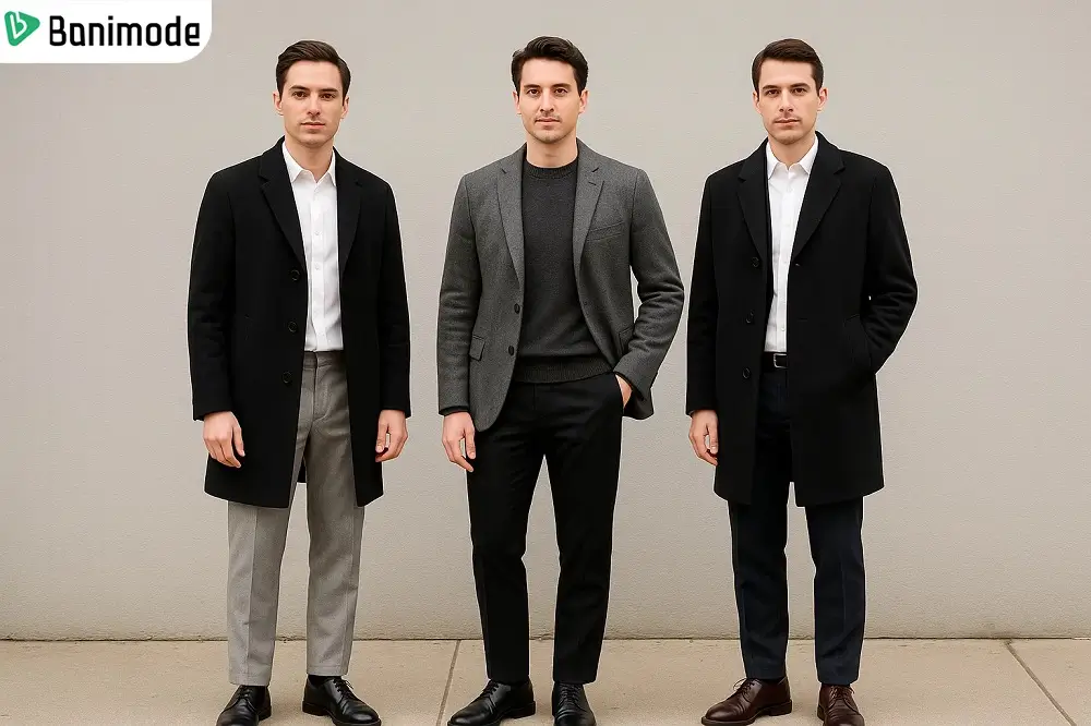تصویری از 3 مرد با استایل رسمی مینیمال مناسب زمستان