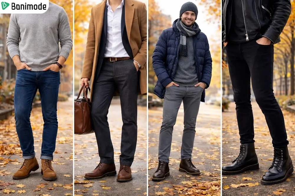 4 مرد که با نیم بوت استایل پاییزی ساختند