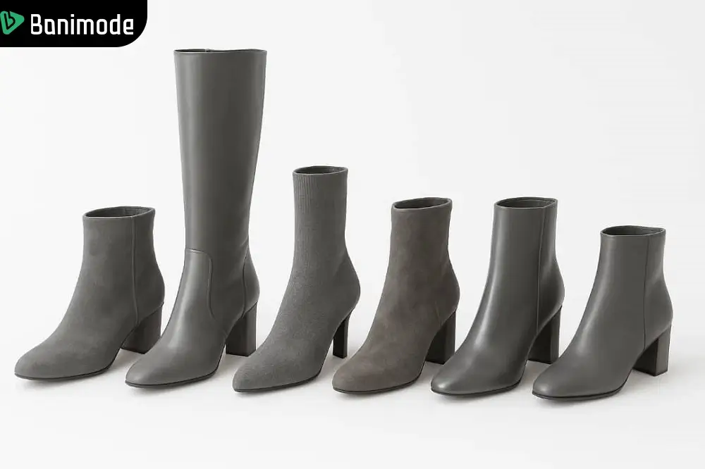 تصویری از انواع بوت پاشنه بلند ساق بلند و ساق کوتاه