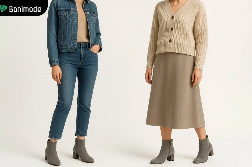 2 استایل زنانه با بوت طوسی