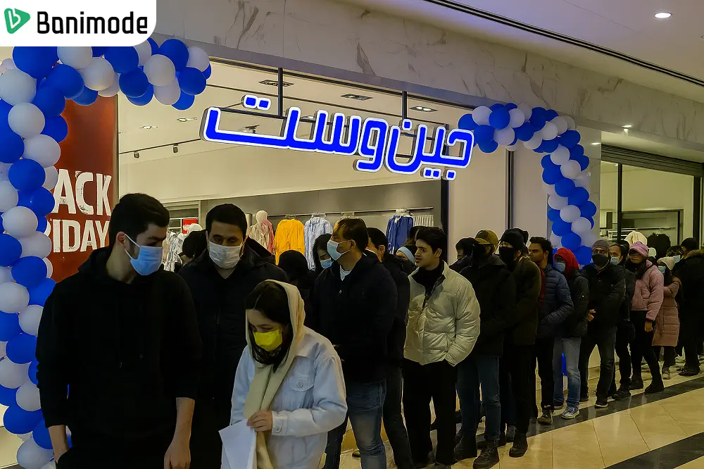 تجمع مردم روبه روی فروشگاه جینوست در روز بلک فرایدی