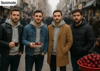 4 مرد با استایل زمستانه با سویشرت و پالتو، کت جین، کاپشن و کت چرم