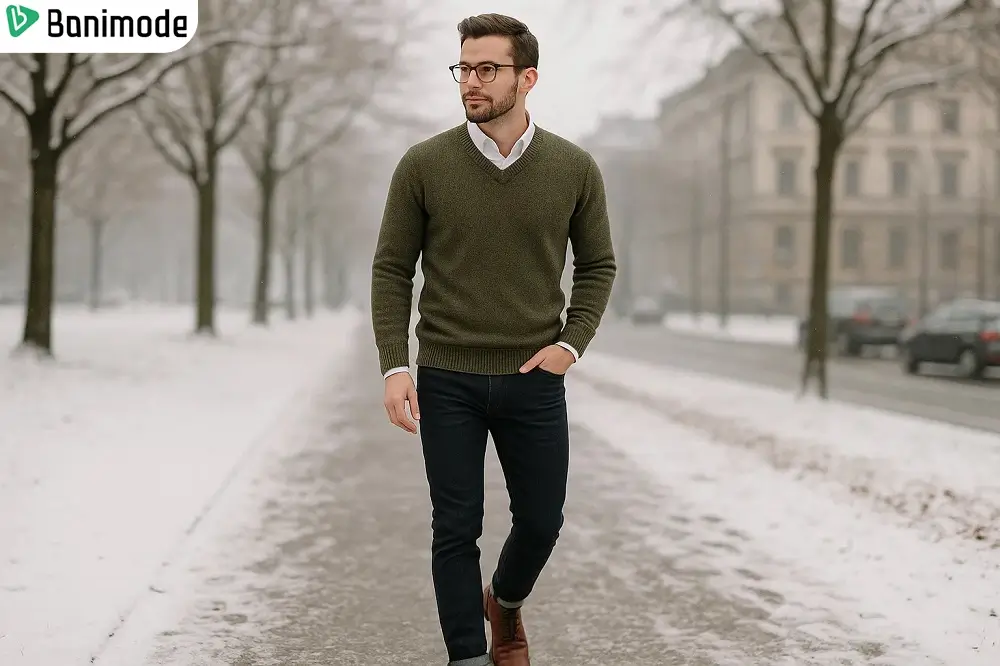 استیال مردانه با پلیور یقه 7 مخصوص زمستان
