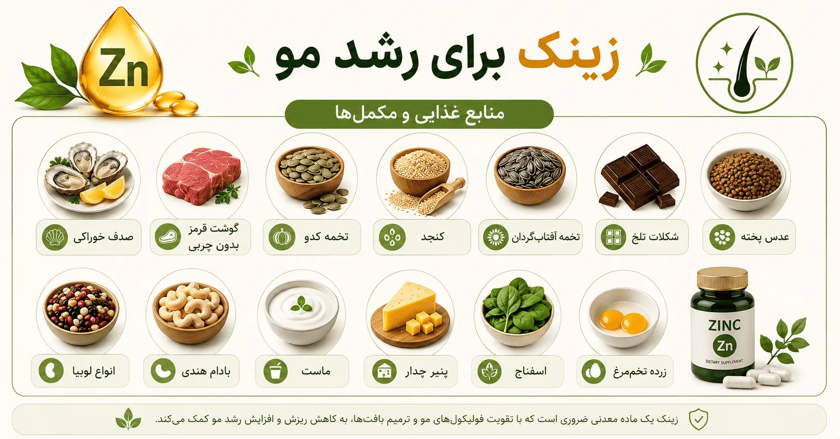 زینک تقویت رشد مو
