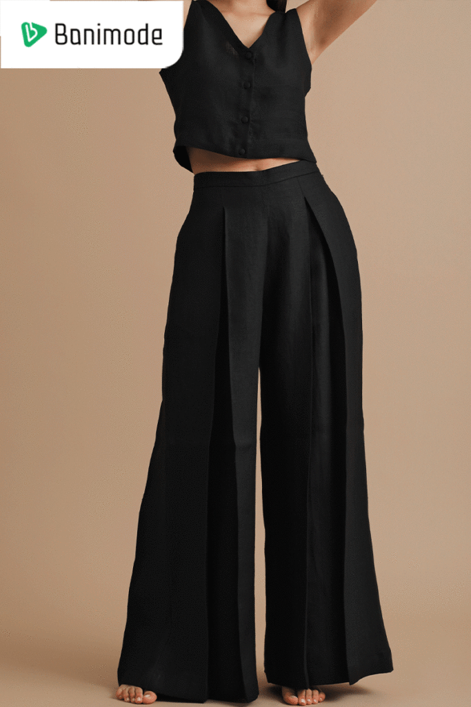 شلوار گشاد پارچه ای زنانه رنگ مشکی