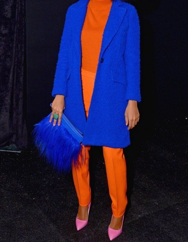 مدل لباس زنانه رنگ آبی و نارنجی