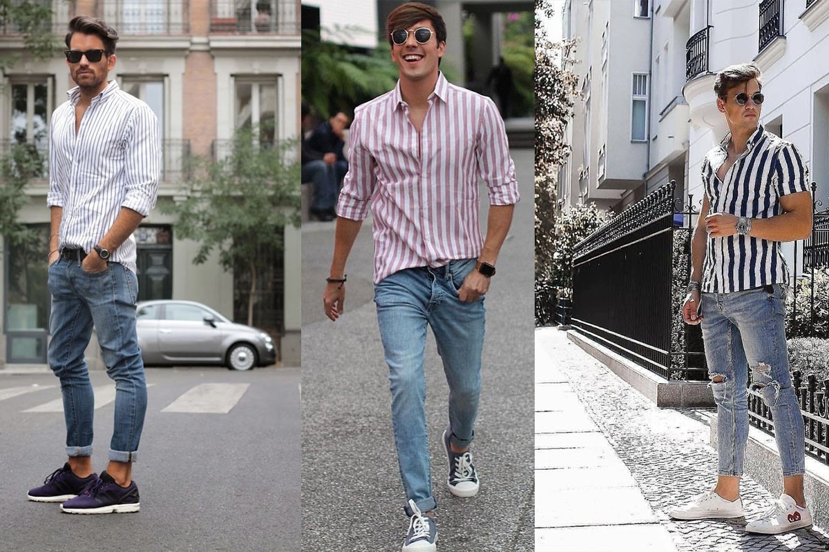 مدل پیراهن راه راه مردانه سیاه و سفید 