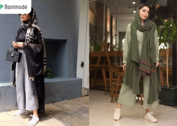 انواع استایل مانتو با شلوار گشاد جین و پارچه ای