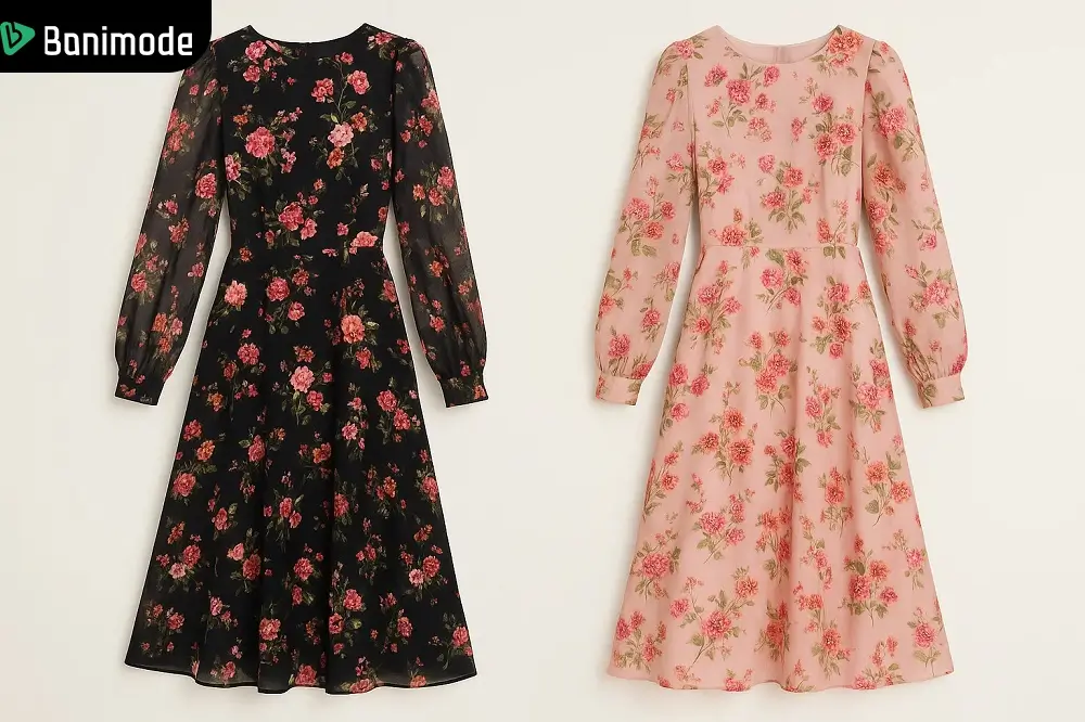 2 مدل لباس مجلسی آستین گلدار