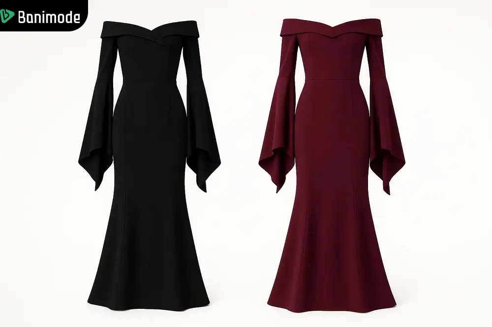 2 مدل لباس مجلسی شیک زنانه با آستین آویخته