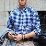 پیراهن چهارخونه آبی مردانه