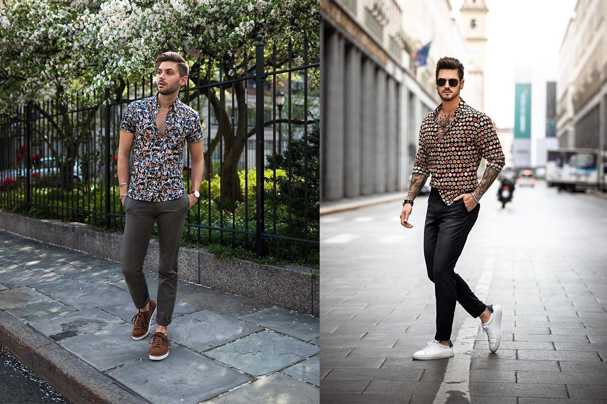پیراهن طرح دار مردانه با شلوار جین 