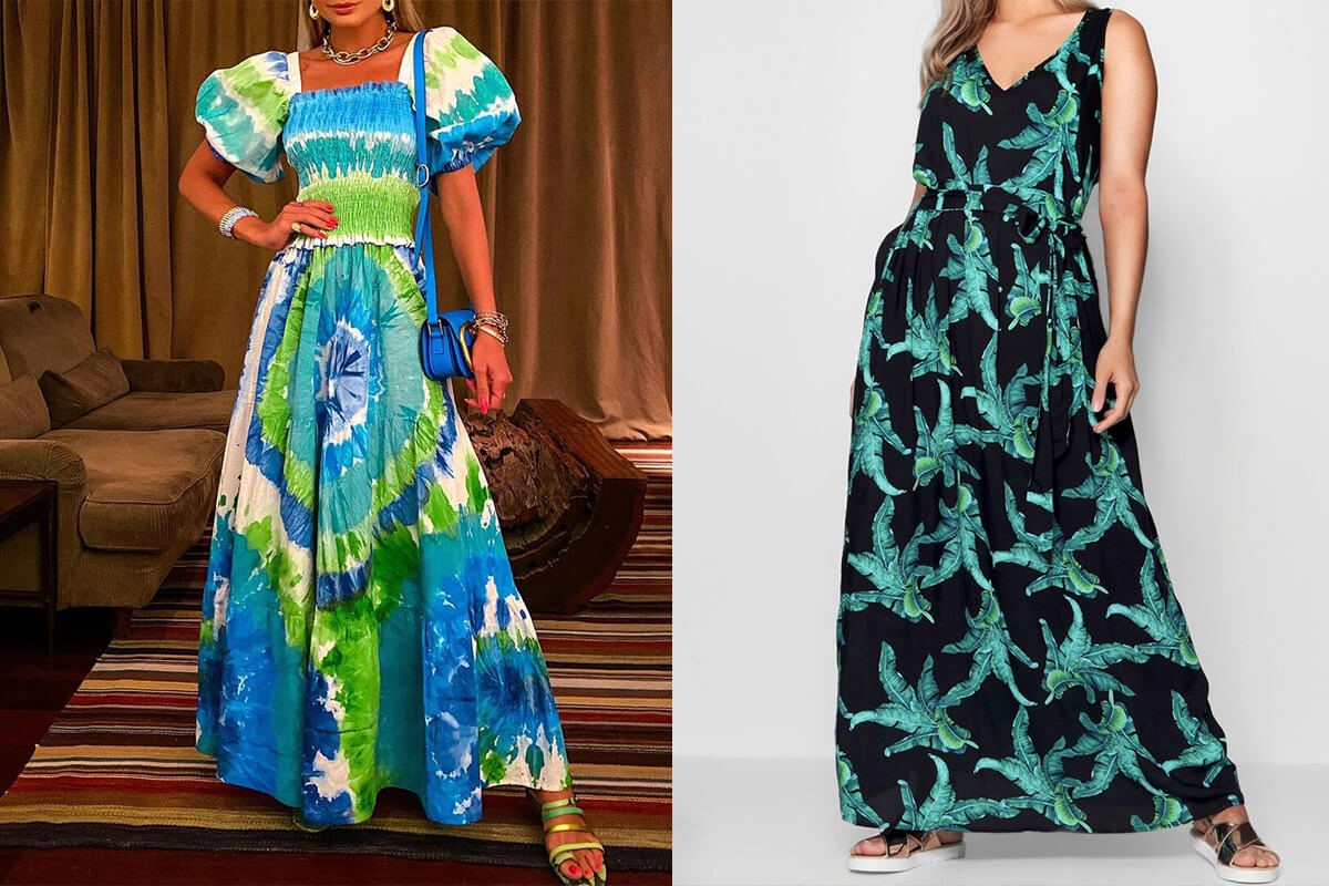 پیراهن نخی گلدار بلند