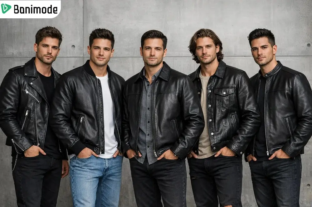 تعدادی مرد که کاپشن چرم پوشیده‌اند