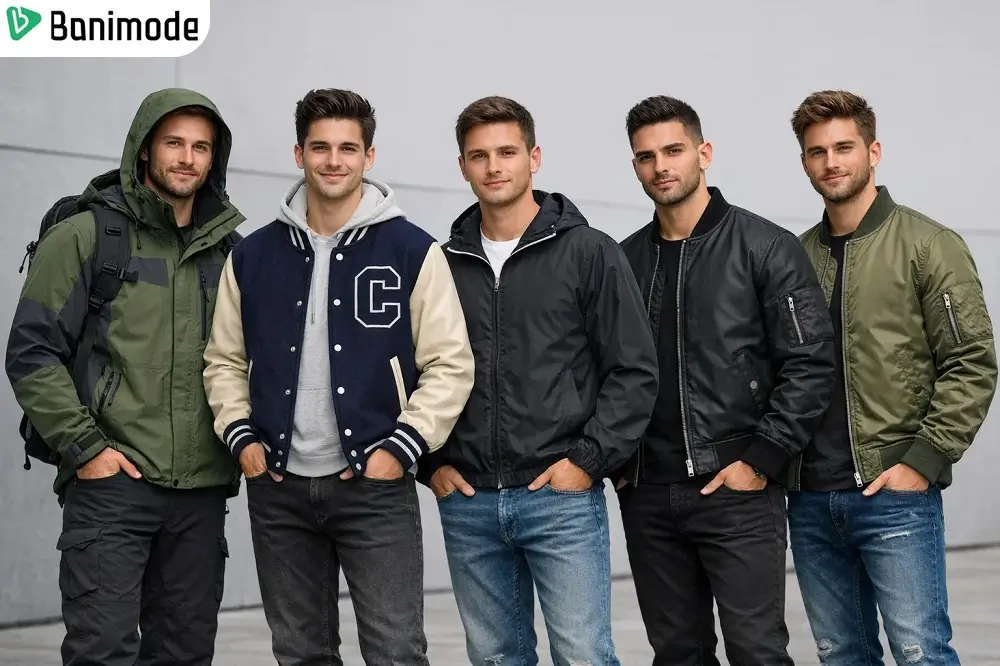 تعدادی مرد که کاپشن اسپرت پوشیده‌اند