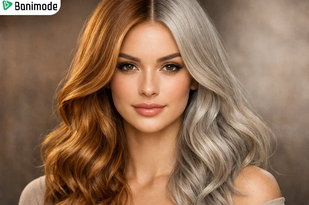 دختری با رنگ مو عسلی و خاکستری