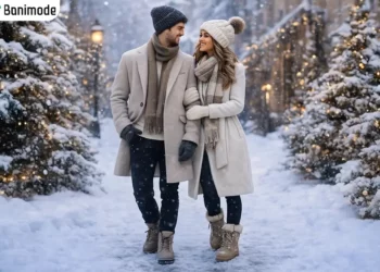 تصویری از یک زن و مرد با استایل زمستانه