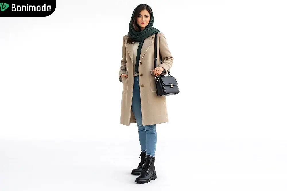 استایل زمستانی زنانه با نیم بوت