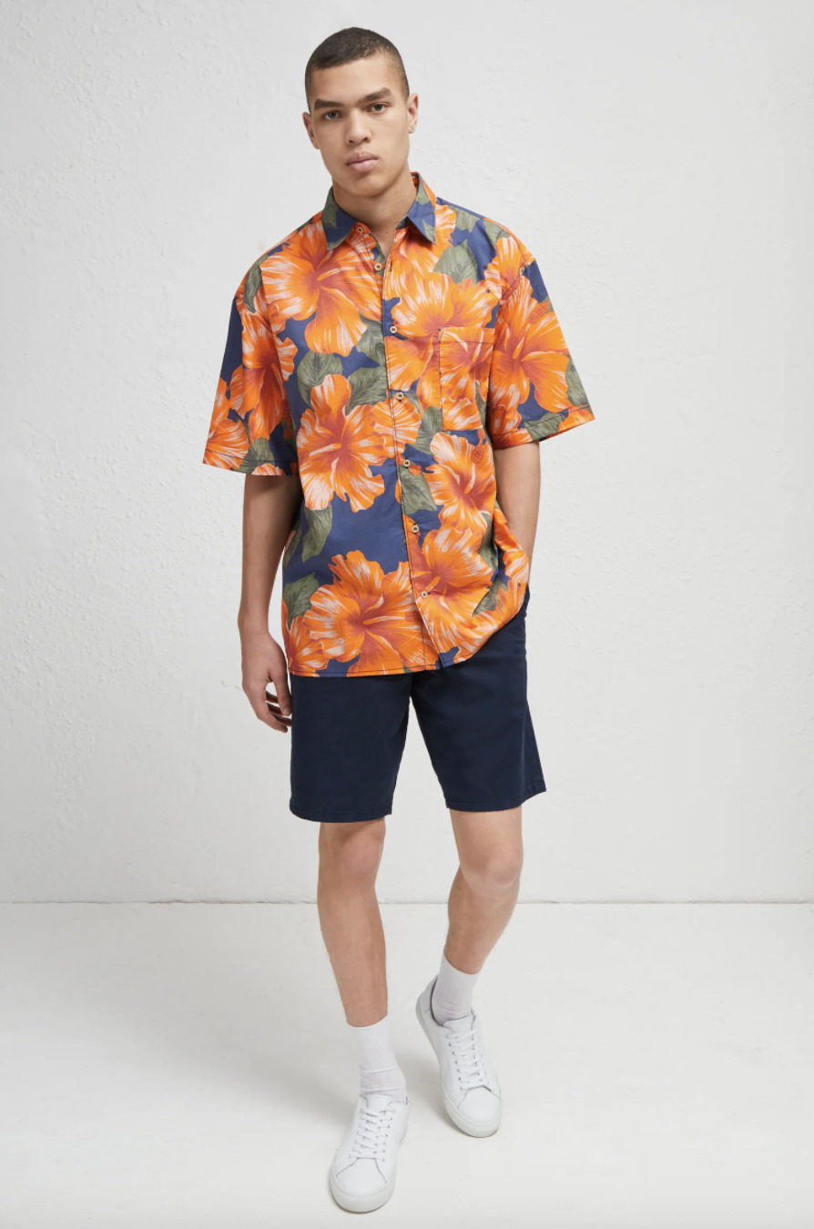 مدل پیراهن هاوایی مردانه رنگ نارنجی