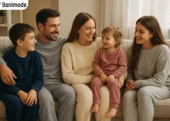 اعضای خانواده با لباس خانگی زمستانه