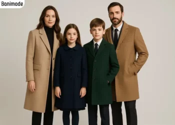 تصویری از یک خانواده خوشحال که پالتو مجلسی پوشیدند