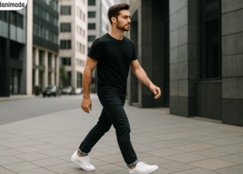 استایل مرد با کتانی در خیابان