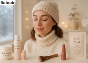 خانومی در حال انجام آرایش مناسب فصل زمستان