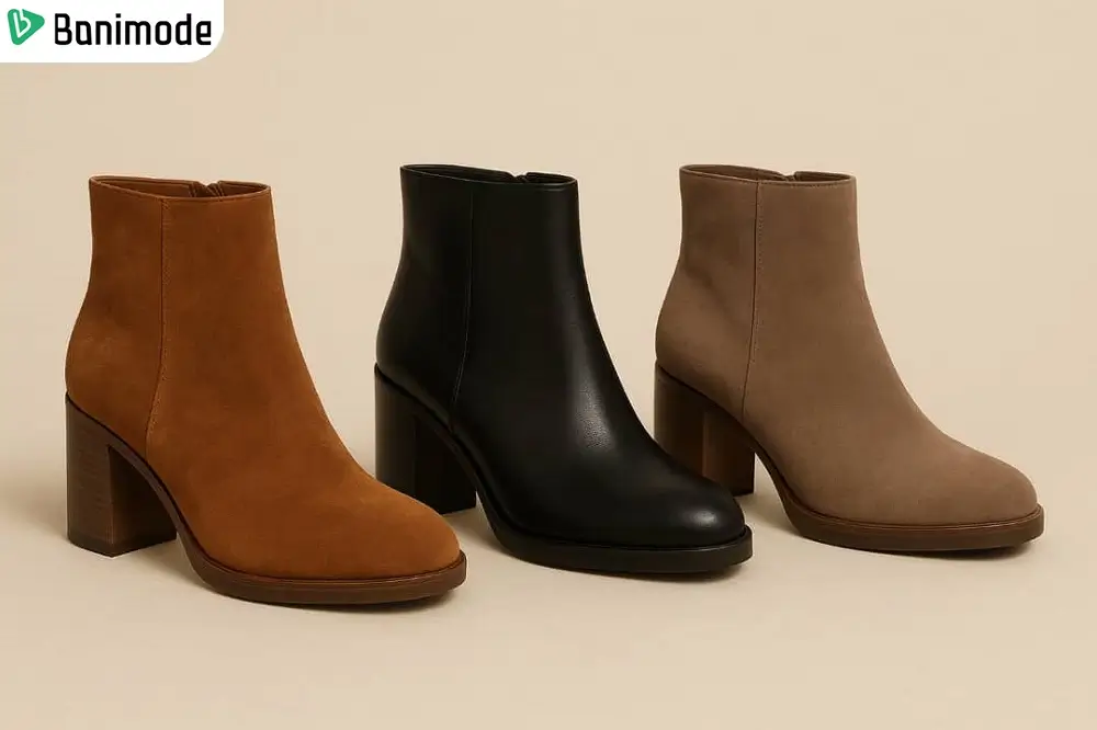 بوت جیر و چرمی کلاسیک زنانه در رنگ‌های آجری، مشکی و قهوه‌ای