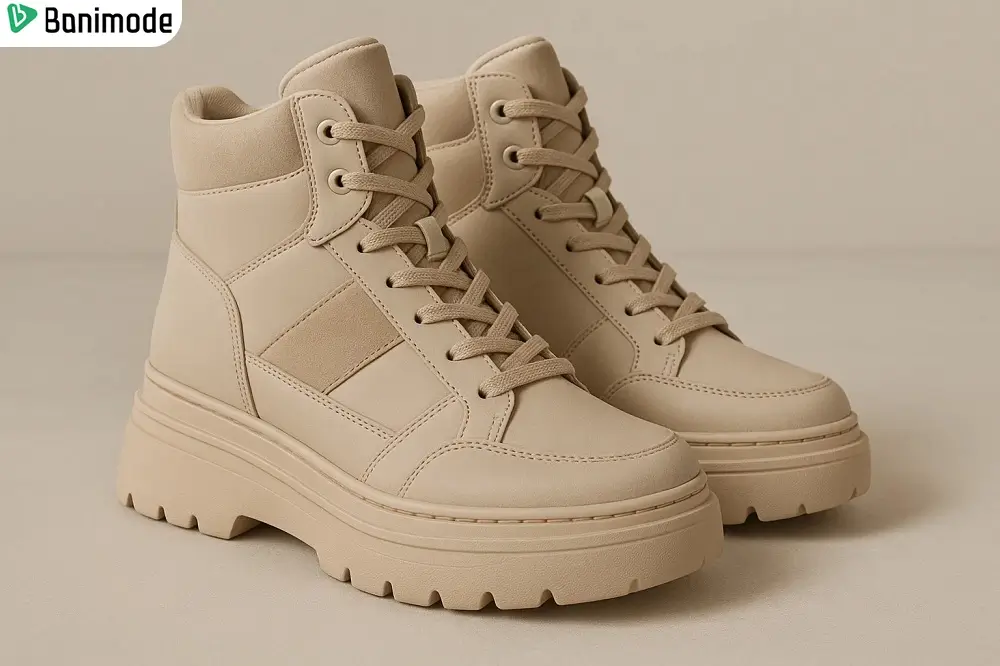 بوت اسنیکر زنانه رنگ کرم