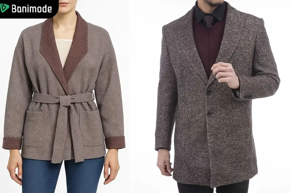 پالتو کوتاه مردانه و زنانه رنگ نسکافهای