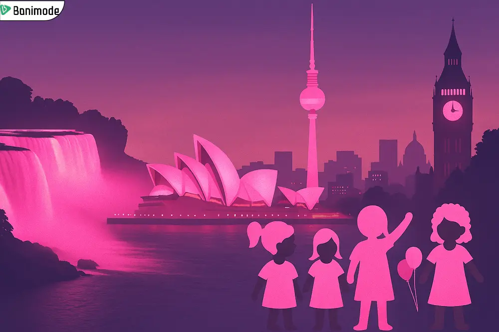 روزجهانی دختران و صورتی شدن نمادهای کشورها