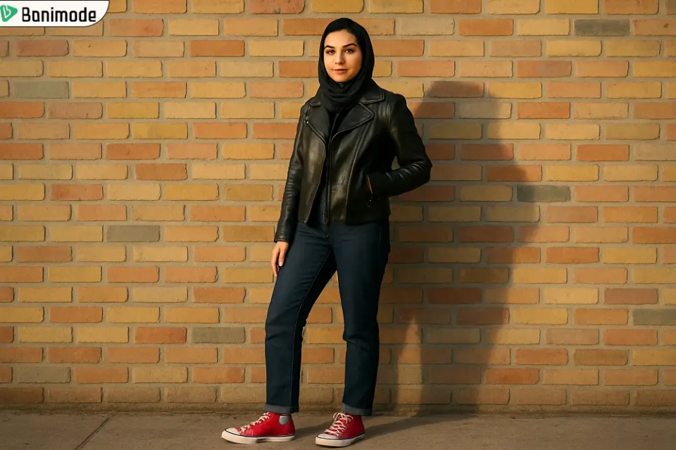 کانورس و کت چرم
