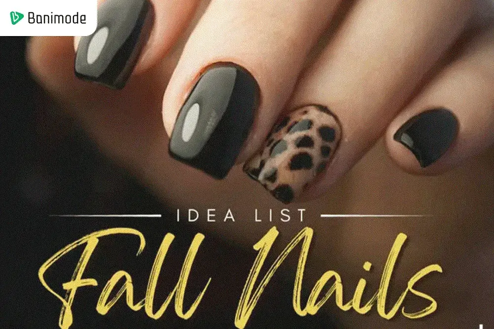 ناخن طرحدار مشکی پلنگی