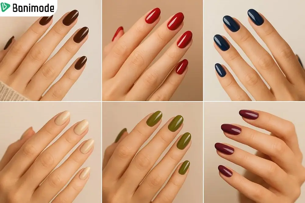 رنگ‌های بدون طرح پاییزی مانند رنگ نیلی، سبز زیتونی، کرم، قرمز، قهوه‌ای و زرشکی