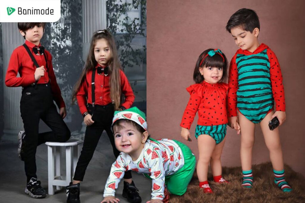تصویری از تعدادی کودک با لباس‌های یلدایی